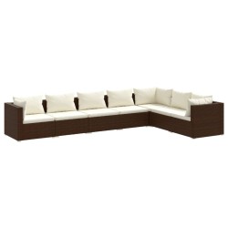 vidaXL Set muebles de jardín 7 piezas y cojines ratán sintético marrón