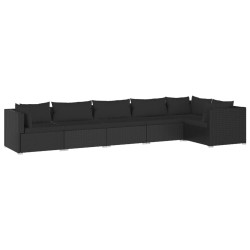 vidaXL Set de muebles de jardín 6 pzas y cojines ratán sintético negro