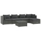 vidaXL Set de muebles de jardín 6 pzas y cojines ratán sintético gris vidaXL Set de muebles de jardín 6 pzas y cojines ratán sintético gris