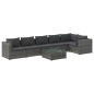 vidaXL Set de muebles de jardín 7 pzas y cojines ratán sintético gris vidaXL Set de muebles de jardín 7 pzas y cojines ratán sintético gris