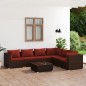 vidaXL Set muebles de jardín 7 piezas y cojines ratán sintético marrón vidaXL Set muebles de jardín 7 piezas y cojines ratán sintético marrón