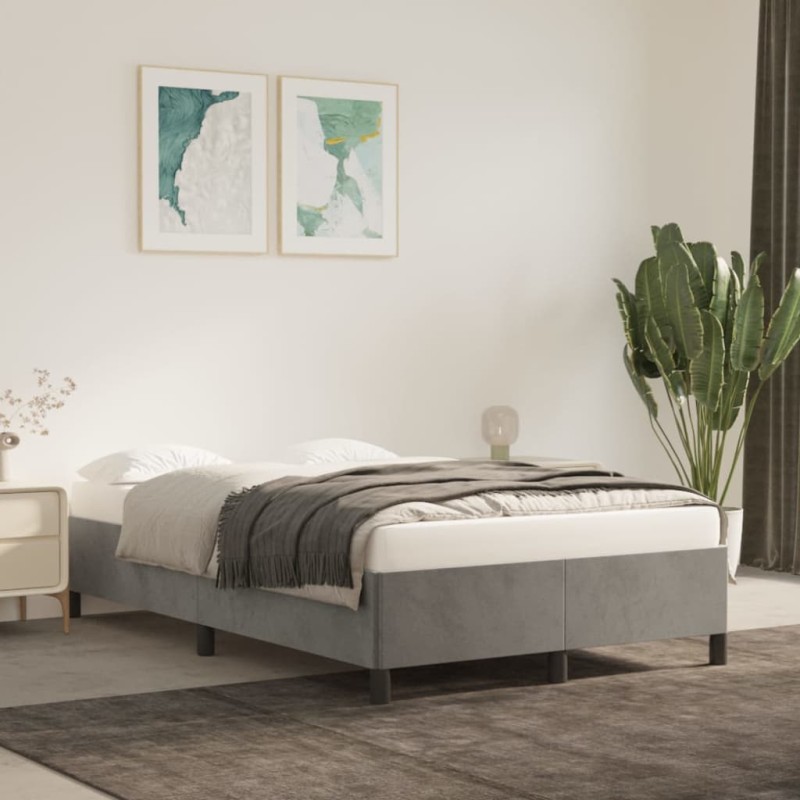 vidaXL Estructura de cama de terciopelo gris claro 120x200 cm vidaXL Estructura de cama de terciopelo gris claro 120x200 cm