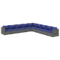 vidaXL Set de muebles de jardín 9 pzas y cojines ratán sintético gris vidaXL Set de muebles de jardín 9 pzas y cojines ratán sintético gris