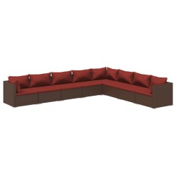 vidaXL Set sofás de jardín 8 piezas y cojines ratán sintético marrón