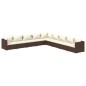 vidaXL Set muebles de jardín 9 piezas y cojines ratán sintético marrón vidaXL Set muebles de jardín 9 piezas y cojines ratán sintético marrón