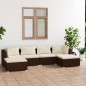vidaXL Set muebles de jardín 6 piezas y cojines ratán sintético marrón vidaXL Set muebles de jardín 6 piezas y cojines ratán sintético marrón