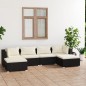 vidaXL Set de muebles de jardín 6 pzas y cojines ratán sintético negro vidaXL Set de muebles de jardín 6 pzas y cojines ratán sintético negro