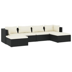 vidaXL Set de muebles de jardín 6 pzas y cojines ratán sintético negro