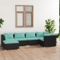 vidaXL Set de muebles de jardín 6 pzas y cojines ratán sintético negro
