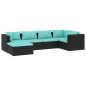 vidaXL Set de muebles de jardín 6 pzas y cojines ratán sintético negro