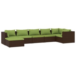 vidaXL Set muebles de jardín 7 piezas y cojines ratán sintético marrón