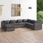 vidaXL Set de muebles de jardín 7 pzas y cojines ratán sintético gris vidaXL Set de muebles de jardín 7 pzas y cojines ratán sintético gris
