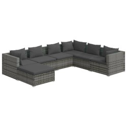 vidaXL Set de muebles de jardín 7 pzas y cojines ratán sintético gris