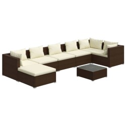 vidaXL Set muebles de jardín 8 piezas y cojines ratán sintético marrón