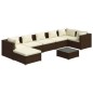 vidaXL Set muebles de jardín 8 piezas y cojines ratán sintético marrón vidaXL Set muebles de jardín 8 piezas y cojines ratán sintético marrón