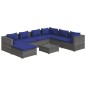 vidaXL Set de sofás de jardín 8 piezas y cojines ratán sintético gris