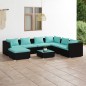 vidaXL Set de muebles de jardín 8 pzas y cojines ratán sintético negro vidaXL Set de muebles de jardín 8 pzas y cojines ratán sintético negro