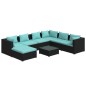 vidaXL Set de muebles de jardín 8 pzas y cojines ratán sintético negro vidaXL Set de muebles de jardín 8 pzas y cojines ratán sintético negro