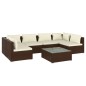 vidaXL Set muebles de jardín 7 piezas y cojines ratán sintético marrón vidaXL Set muebles de jardín 7 piezas y cojines ratán sintético marrón