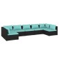 vidaXL Set de muebles de jardín 7 pzas y cojines ratán sintético negro vidaXL Set de muebles de jardín 7 pzas y cojines ratán sintético negro