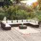 vidaXL Set de muebles de jardín 11 pzas cojines ratán sintético marrón vidaXL Set de muebles de jardín 11 pzas cojines ratán sintético marrón