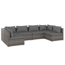 vidaXL Set de muebles de jardín 6 pzas y cojines ratán sintético gris
