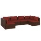 vidaXL Set muebles de jardín 6 piezas y cojines ratán sintético marrón vidaXL Set muebles de jardín 6 piezas y cojines ratán sintético marrón