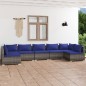 vidaXL Set de muebles de jardín 7 pzas y cojines ratán sintético gris