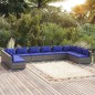 vidaXL Set de muebles de jardín 10 pzas y cojines ratán sintético gris