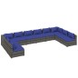 vidaXL Set de muebles de jardín 10 pzas y cojines ratán sintético gris