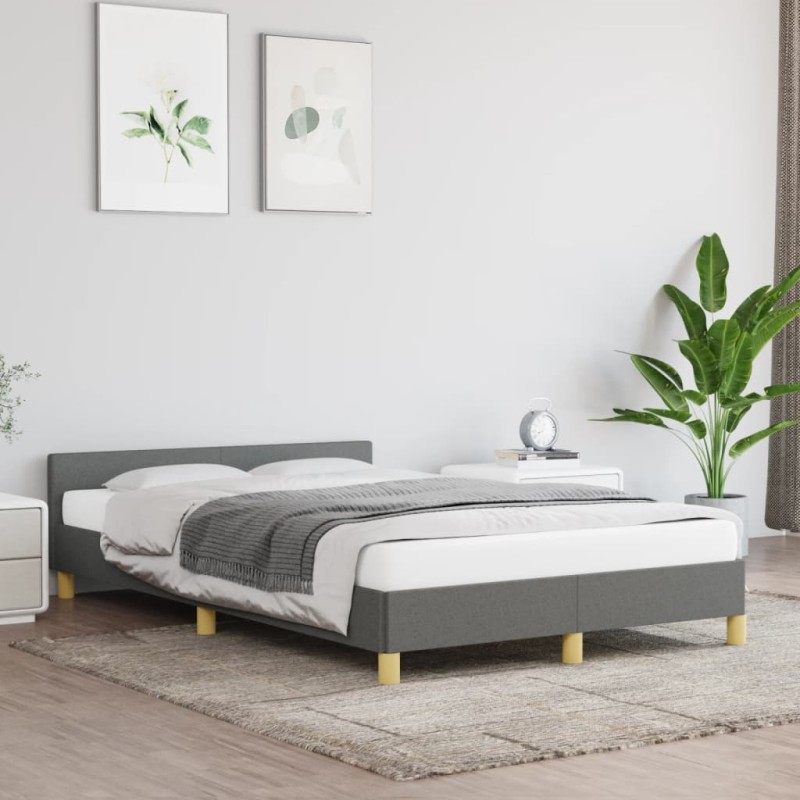 vidaXL Estructura de cama con cabecero de tela gris oscuro 120x200 cm vidaXL Estructura de cama con cabecero de tela gris oscuro 120x200 cm
