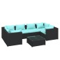 vidaXL Set de muebles de jardín y cojines 7 pzas ratán sintético negro vidaXL Set de muebles de jardín y cojines 7 pzas ratán sintético negro
