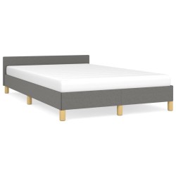 vidaXL Estructura de cama con cabecero de tela gris oscuro 120x200 cm