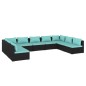 vidaXL Set de muebles de jardín 9 pzas y cojines ratán sintético negro vidaXL Set de muebles de jardín 9 pzas y cojines ratán sintético negro