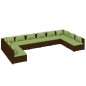 vidaXL Set muebles de jardín 10 pzas y cojines ratán sintético marrón vidaXL Set muebles de jardín 10 pzas y cojines ratán sintético marrón