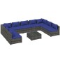 vidaXL Set de muebles de jardín 10 pzas y cojines ratán sintético gris vidaXL Set de muebles de jardín 10 pzas y cojines ratán sintético gris