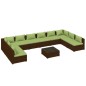 vidaXL Set de muebles de jardín 11 pzas cojines ratán sintético marrón vidaXL Set de muebles de jardín 11 pzas cojines ratán sintético marrón