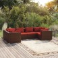 vidaXL Set muebles de jardín 6 piezas y cojines ratán sintético marrón vidaXL Set muebles de jardín 6 piezas y cojines ratán sintético marrón
