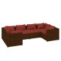 vidaXL Set muebles de jardín 6 piezas y cojines ratán sintético marrón vidaXL Set muebles de jardín 6 piezas y cojines ratán sintético marrón