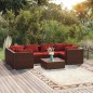 vidaXL Set muebles de jardín 7 piezas y cojines ratán sintético marrón