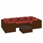 vidaXL Set muebles de jardín 7 piezas y cojines ratán sintético marrón