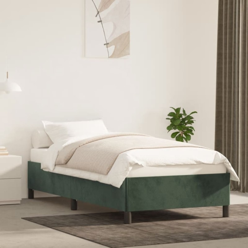 vidaXL Estructura de cama de terciopelo verde 90x190 cm