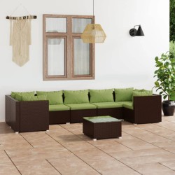 vidaXL Set sofás de jardín 8 piezas y cojines ratán sintético marrón