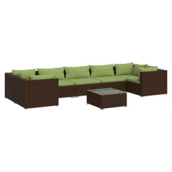 vidaXL Set sofás de jardín 8 piezas y cojines ratán sintético marrón