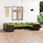 vidaXL Set muebles de jardín 9 piezas y cojines ratán sintético marrón vidaXL Set muebles de jardín 9 piezas y cojines ratán sintético marrón
