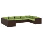 vidaXL Set muebles de jardín 9 piezas y cojines ratán sintético marrón vidaXL Set muebles de jardín 9 piezas y cojines ratán sintético marrón