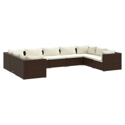 vidaXL Set muebles de jardín 9 piezas y cojines ratán sintético marrón