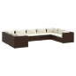 vidaXL Set muebles de jardín 9 piezas y cojines ratán sintético marrón vidaXL Set muebles de jardín 9 piezas y cojines ratán sintético marrón