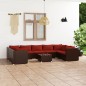 vidaXL Set muebles de jardín 10 pzas y cojines ratán sintético marrón vidaXL Set muebles de jardín 10 pzas y cojines ratán sintético marrón