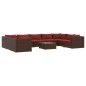vidaXL Set muebles de jardín 10 pzas y cojines ratán sintético marrón vidaXL Set muebles de jardín 10 pzas y cojines ratán sintético marrón